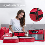Veken 6 Set Packing Cubes, Travel Luggage Organizers with Laundry Bag and Shoe Bag(Red)