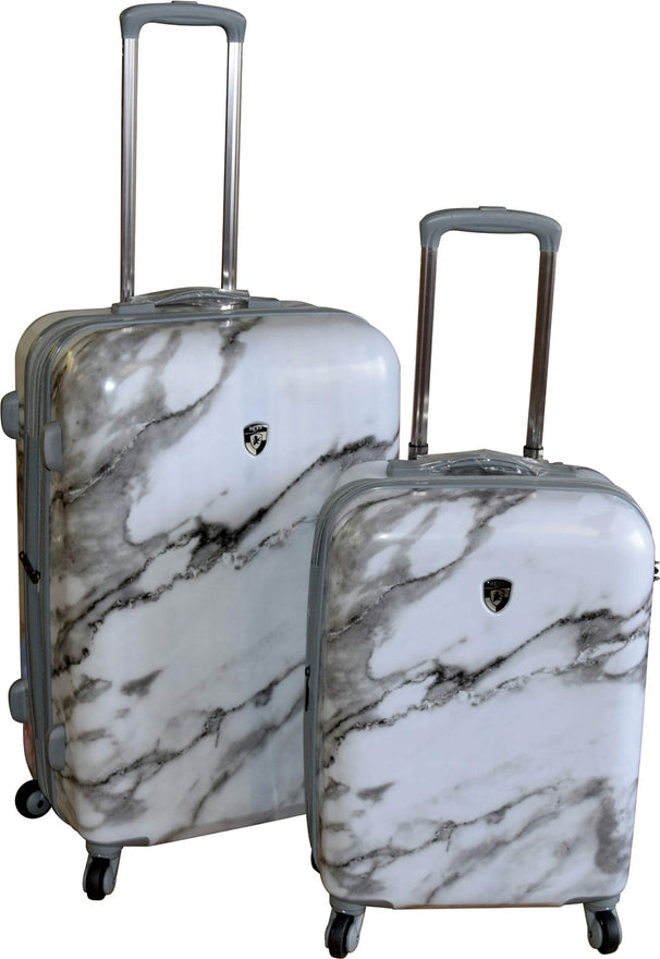 Heys America Unisex Carrara Marble Check In 26" & Carry On 21" Spinner Luggage Set
