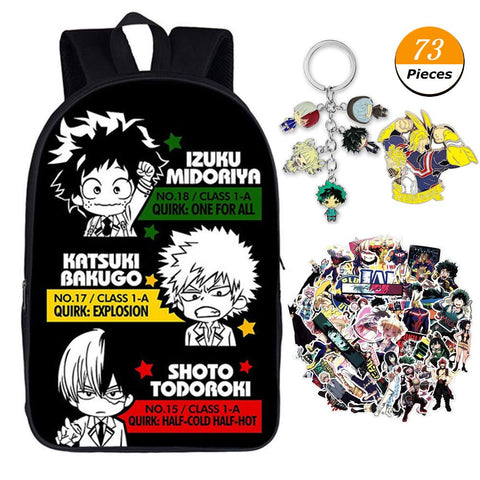 WerNerk My Hero Academia Backpack Cosplay School Bag Daypack Shoulder Bag Bookbag Backpack with Stickers, Brooch and Keychain As Gift(H03)