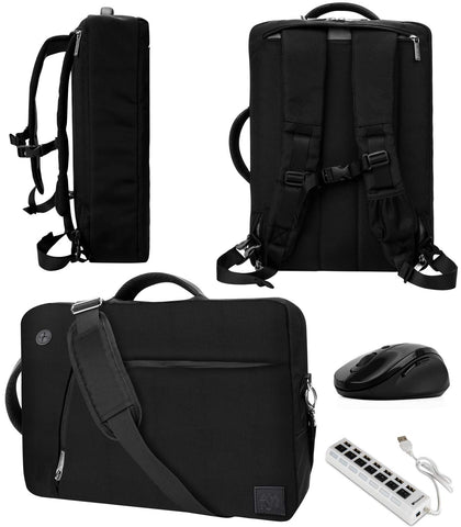 VanGoddy Slate Black Convertible Laptop Bag with USB Hub and Mouse for MSI Shadow GS30 13.3", P PS42 14"
