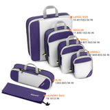 Compression Packing Cubes Mesh Organizers L+M+S+XS+Slim+Laundry Bag Purple