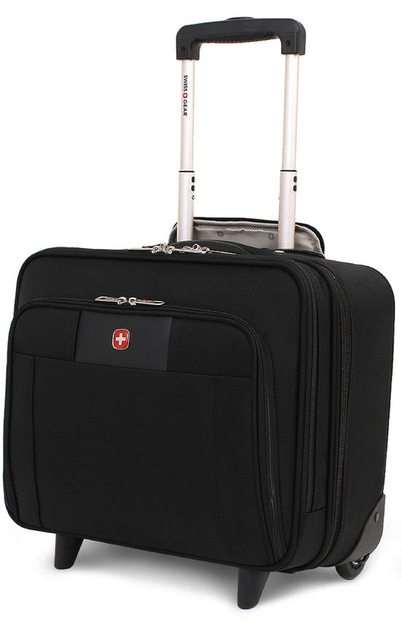 SWISSGEAR 8869 DURABLE ULTRA PORTABLE 16" ROLLING TOTE - BLACK
