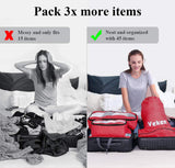 Veken 6 Set Packing Cubes, Travel Luggage Organizers with Laundry Bag and Shoe Bag(Red)