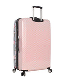 Betsey Johnson 30 Inch Checked Luggage Collection - Expandable Scratch Resistant (ABS + PC) Hardside Suitcase - Designer Lightweight Bag with 8-Rolling Spinner Wheels (Stripe Roses)