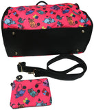 Betsey Johnson Large Nylon Weekender Duffel Bag, Fushia/Cats