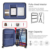 SHOWKOO Luggage Sets Expandable PC+ABS Durable Suitcase Double Wheels TSA Lock Blue