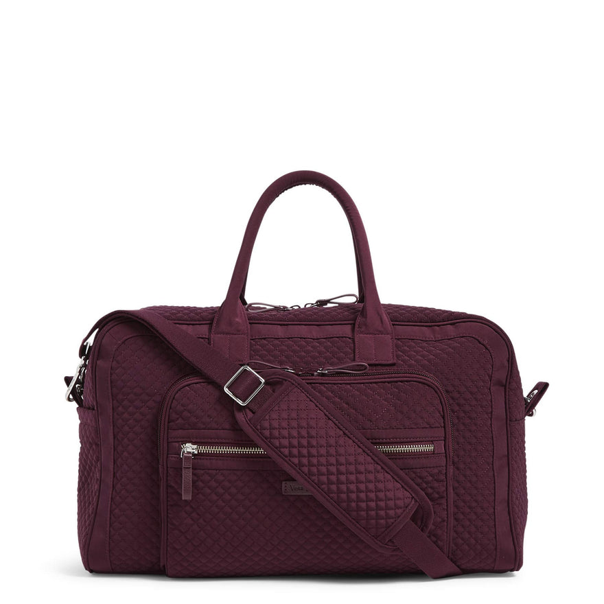 Vera Bradley Iconic Compact Weekender Travel Bag, Microfiber, Mulled Wine