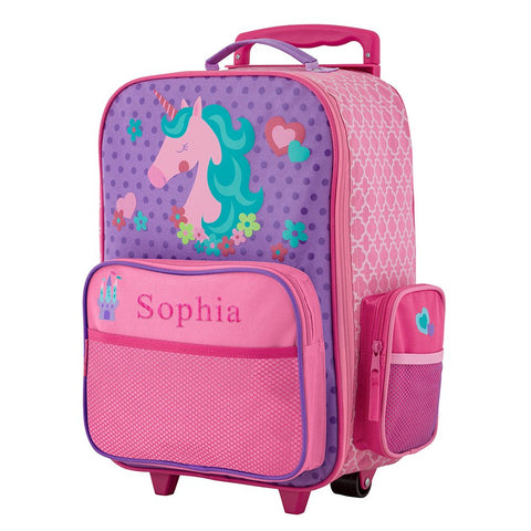 GiftsForYouNow 2-Wheel Personalized Unicorn Rolling Luggage Bag, 14.5" x 18"