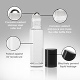 8 Pack Essential Oil Bottles [Metal Chrome Roller Ball] FREE Plastic Pippette 10ml Refillable Glass Bottles For Fragrance Perfume Essential Oil - Empty Perfume & Essential Oil Bottle (Clear Color)