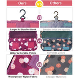 Heavy Duty Waterproof Hanging Toiletry Bag - Travel Cosmetic Makeup Organizer Bag for Women Girls Children Multifunction Travel Kit (Wine Red Daisy)
