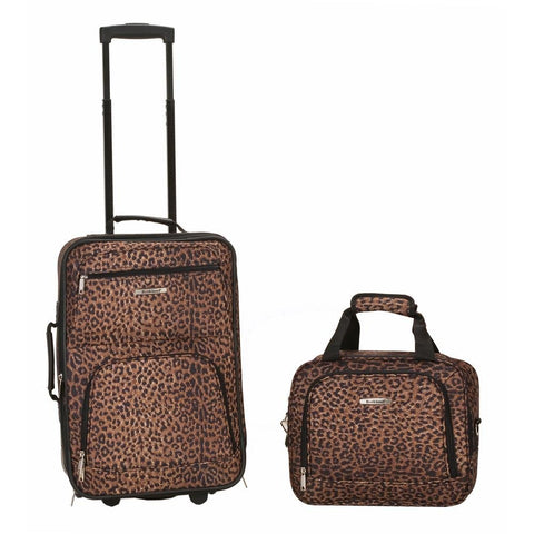 Rockland Printed 2 PC LEOPARD LUGGAGE SET