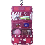 Heavy Duty Waterproof Hanging Toiletry Bag - Travel Cosmetic Makeup Organizer Bag for Women Girls Children Multifunction Travel Kit (Wine Red Daisy)