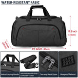 Gym Duffle Bag Waterproof Large Sports Bags Travel Duffel Bags with Shoes Compartment Weekender Overnight Bag Men Women 40L Black