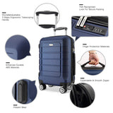 SHOWKOO Luggage Sets Expandable PC+ABS Durable Suitcase Double Wheels TSA Lock Blue