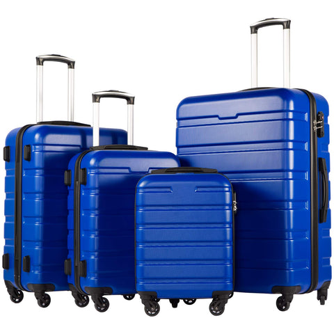 COOLIFE Luggage 3 Piece Set Suitcase Spinner Hardshell Lightweight TSA Lock (Family Set-blue1)