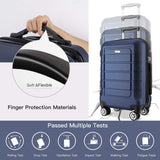SHOWKOO Luggage Sets Expandable PC+ABS Durable Suitcase Double Wheels TSA Lock Blue