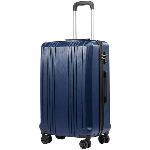 Coolife Luggage Expandable Suitcase PC+ABS with TSA Lock Spinner 20in 24in 28in (navy, S(20in_carry on))