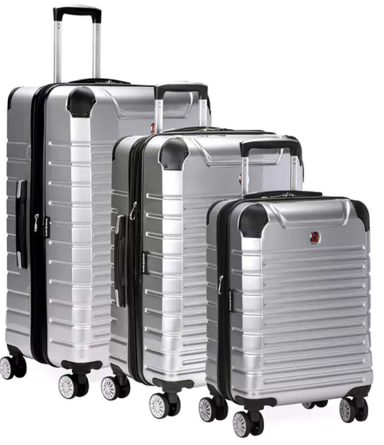 SWISSGEAR 7782 EXPANDABLE 3PC HARDSIDE LUGGAGE SET - SILVER