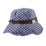 Womens Cotton Polka Dot Rippled Sun UV Protection Folding Bucket Hat Floppy Beach Cap