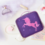 Joligrace Unicorn Makeup Bag Travel Cosmetic Leather Organizer Makeup Train Case with Adjustable Dividers Portable Make Up Storage for Girl Jewelry Accessories - Purple