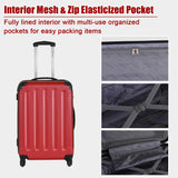 Goplus 3Pcs Luggage Set, Hardside Travel Rolling Suitcase, 20/24/28 Rolling Luggage Upright, Hardshell Spinner Luggage Set with Telescoping Handle, Coded Lock Travel Trolley Case (Wine)