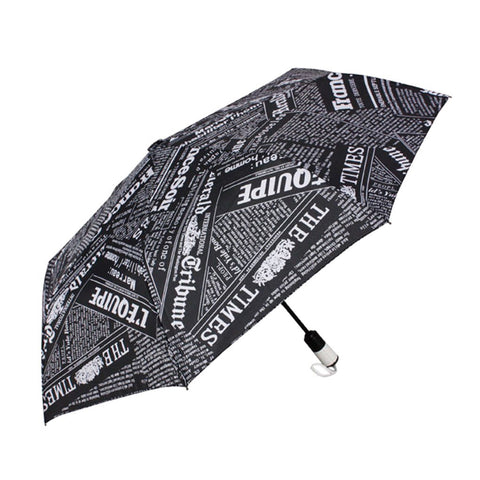 Automatic Travel Business Rain Umbrella 8-Rib Anti-uv Folding Sun Parasol (Black Newspaper)