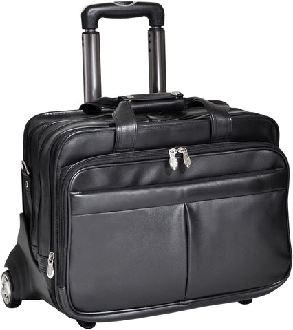 McKlein R Series Roosevelt Leather 17in Wheeled Laptop Case