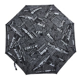 Automatic Travel Business Rain Umbrella 8-Rib Anti-uv Folding Sun Parasol (Black Newspaper)