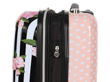 Betsey Johnson 30 Inch Checked Luggage Collection - Expandable Scratch Resistant (ABS + PC) Hardside Suitcase - Designer Lightweight Bag with 8-Rolling Spinner Wheels (Stripe Roses)