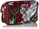 Vera Bradley Women's Signature Cotton RFID All in One Crossbody Wristlet , Bordeaux Blooms, One Size