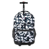 J World New York Sunrise 18-inch Rolling Backpack - Camo Black Designer Print Polyester