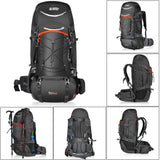 TERRA PEAK Adjustable Hiking Backpack for Men Women Graphite/Orange 65L+20L