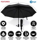 HERO Travel Umbrella - Windproof, Compact and Portable - Includes Ebook on How to Make the Most of Your Rainy Travels by Asher & Lyric
