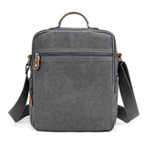 Plambag Canvas Messenger Bag Small Travel School Crossbody Bag Fit iPad Grey