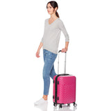 AmazonBasics Geometric Travel Luggage Expandable Suitcase Spinner with Wheels and Built-In TSA Lock, 22 Inch - Pink