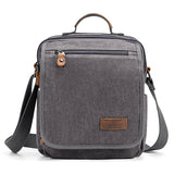 Plambag Canvas Messenger Bag Small Travel School Crossbody Bag Fit iPad Grey