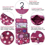 Heavy Duty Waterproof Hanging Toiletry Bag - Travel Cosmetic Makeup Organizer Bag for Women Girls Children Multifunction Travel Kit (Wine Red Daisy)