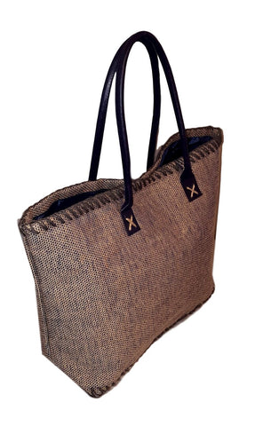 101 BEACH Large Jute Tote Bag - Custom Embroidery Available (Navy)