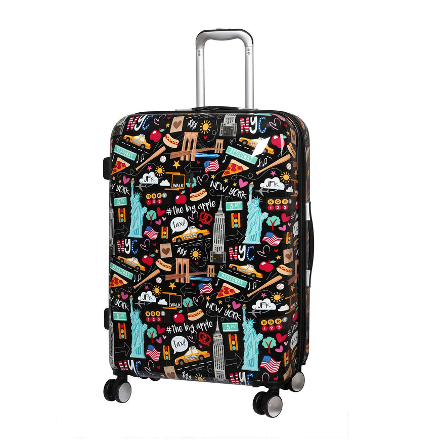IT Luggage Sheen Hardside Expandable Spinner 3 Piece Set (Black Las Vegas  Fun Icons) 