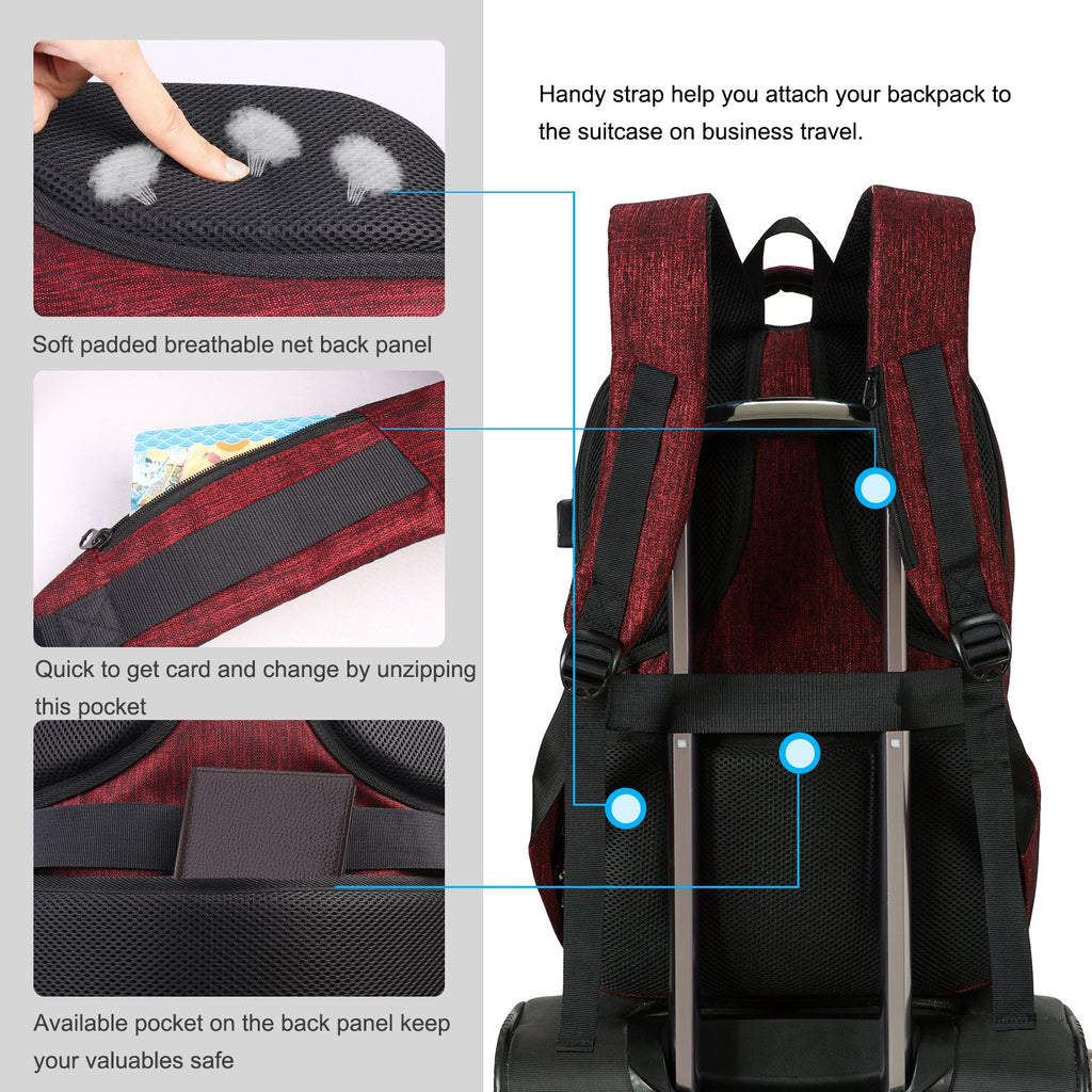 MarsBro Laptop Backpack, Business Travel Gear with USB Charging Port