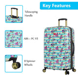 Betsey Johnson 26 Inch Checked Luggage Collection - Expandable Scratch Resistant (ABS + PC) Hardside Suitcase - Designer Lightweight Bag with 8-Rolling Spinner Wheels (Stripe Floral Hummingbird)