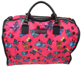 Betsey Johnson Large Nylon Weekender Duffel Bag, Fushia/Cats