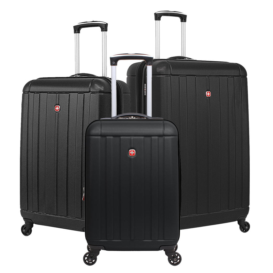SWISSGEAR 6297 Expandable Hardside Spinner Luggage, 3-Piece Set - Black