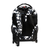 J World New York Sunrise 18-inch Rolling Backpack - Camo Black Designer Print Polyester