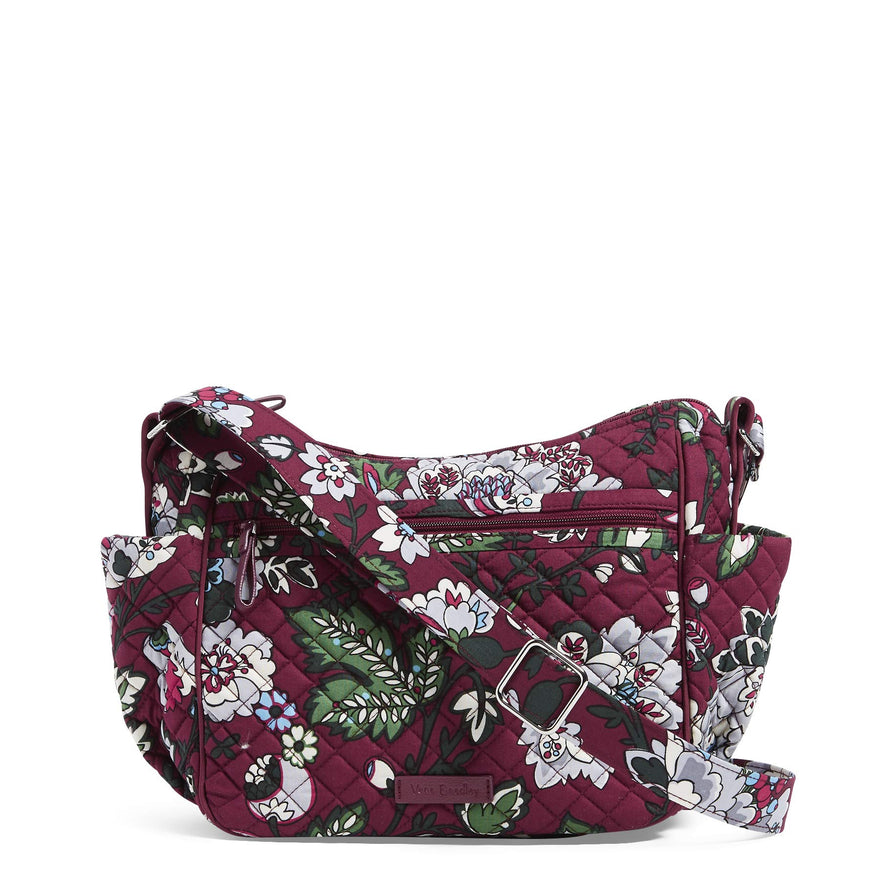 Vera Bradley Women's Signature Cotton On the Go Crossbody Purse, Bordeaux Blooms, One Size