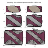 6 Set Packing Cubes,3 Various Sizes Travel Luggage Packing Organizers (Burgundy)