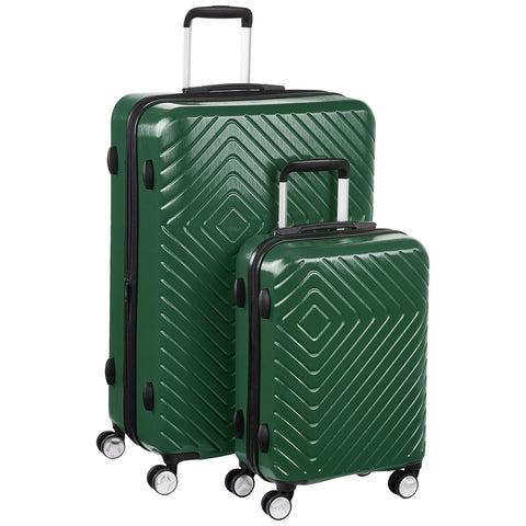 AmazonBasics Geometric Luggage - 2 piece Set (55cm, 78cm), Green