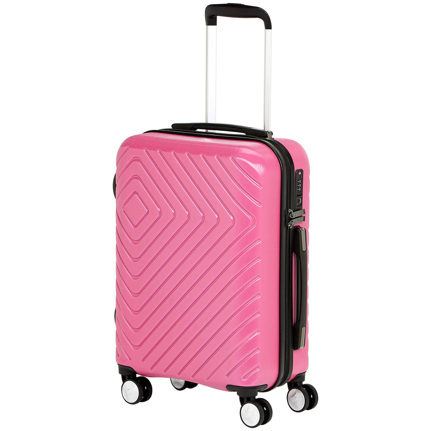 AmazonBasics Geometric Luggage 18-inch international carry-on, Pink