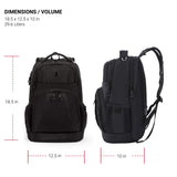 SWISSGEAR Large Padded 15-inch Laptop Backpack | Work, School, Commute | Men's and Women's - Black