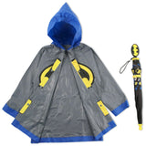 DC Comics Little Boys Batman Or Superman Slicker and Umbrella Rainwear Set, Grey Batman, Age 6-7